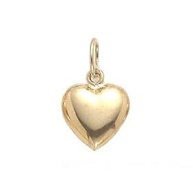 Puffed Heart Charm 14k Gold 8mm