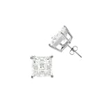 .925 Sterling Silver Four Prong Cubic Zirconia Square Invisible 6 mm