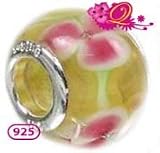 Quiges Beads Charms Murano Glass-Silver