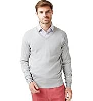 Savile Row Inspired Silk Blend V-Neck Jumper