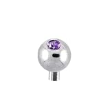 Solid 14KT White Gold 1.5mm Genuine Amethyst Internally Threaded Replacement Ball 3mm - 14 Gauge