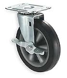 Industrial Grade 1UHV1 Swivel Caster w/Brake, 4 In, 120 Lb, Rubber
