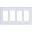 Leviton 80412-W 4-Gang Decora/GFCI Device Decora Wallplate, Standard Size, Thermoset, Device Mount, White