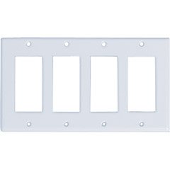 Leviton 80412-W 4-Gang Decora/GFCI Device Decora Wallplate, Standard Size, Thermoset, Device Mount, White