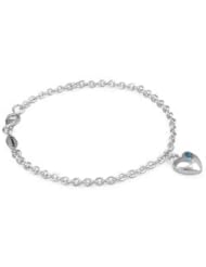 Girls Silver March Birthstone Heart Charm Bracelet (5 1/2 or 6 1/2 In)
