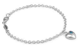 Cheap Girls Jewelry Girls Silver March Birthstone Heart Charm Bracelet (5 1/2 or 6 1/2 In) For Sale