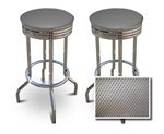 2 Silver Textured Vinyl Specialty / Custom Barstools Set
