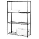 Rack, With 4 Shelves/4 Posts, 620Lb Cap, 36x18x74, Black, Sold as 1 each