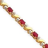14k Ruby and Diamond Bracelet - 7 Inch - 5mm - Box Clasp