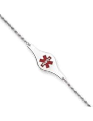 Genuine IceCarats Designer Jewelry Gift Sterling Silver Children&apos;s Medical Id Bracelet W/Rope Li In 6.00 Inch