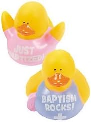 Set of 2 Girl Just Baptized Baptism Rocks Mini Rubber Duckies Ducks Set