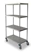 Storelogic 2HDP6 Wire Cart, HD, SS, 4 Solid Shelf, 48x24x69