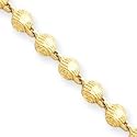 14k Diamond-Cut Seashell Bracelet - 7 Inch - Lobster Claw