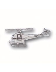 Sterling Silver 3D Helicopter Transportation Charm