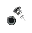 Sterling Silver Stud Earrings with Black CZ- Round Prong - 10 mm