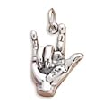 Sterling Silver Charm, 3/4 inch, I Love You in Hand/Sign Language, 3.7 grams (ZFF-C9724)