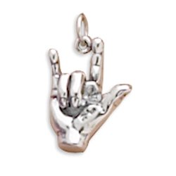 Buy Sterling Silver Charm, 3 4 inch, I Love You in Hand Sign Language, 3.7 grams (ZFF-C9724) by Silver Messages--Free US Shipping