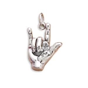Buy Sterling Silver Charm, 3 4 inch, I Love You in Hand Sign Language, 3.7 grams (ZFF-C9724) by Silver Messages--Free US Shipping