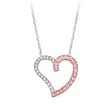 Pink Sapphire and Diamond Heart Pendant in 10K White Gold