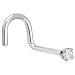 Jewelry : Solid 14KT White Gold 2mm Genuine Diamond Nostril Screw - 20 Gauge