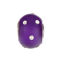 Kera Glass Purple Bead with Crystal Accents