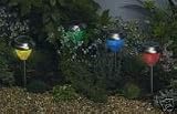 8 dual function stainless steel colour changing solar lights also can be set to stay on white.