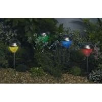 Solar Powered Stainless Steel Dual Function Multiple Color LED Garden Lights - Pack Of 8
