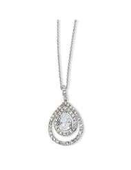 Cheryl M. Sterling Silver Double Pear CZ 18in Necklace