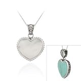 Sterling Silver Turquoise and MOP Reversible Heart Pendant