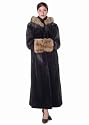Sheared Mink Fur Coat - Sable Trimmed Hood