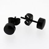 Urban Male Schwarze Edelstahl Ohrstecker für Männer 5mm (Paar)