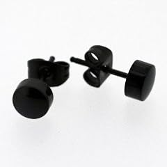 Urban Male Schwarze Edelstahl Ohrstecker f�r M�nner 5mm (Paar)