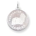14k White Gold Engraveable Yorkshire Terrier Disc Charm - Measures 26.4x19.2mm