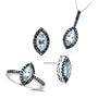 0.88 Cts Black Diamonds & 1.79 Cts Aquamarine Set in 14K White Gold
