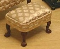 Dollhouse Miniature Gold Damask Footstool