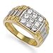 Jewelco London 9ct Solid gold hand finished men's cubic zirconia set cluster Ring
