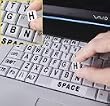 Black Letters on White Off White Ivory Background Large Print Opaque Keyboard Stickers Labels Stick-On - Durable Lexan&reg; Polycarbonate, 3M&reg; Adhesive Printed Sub-Surface. Lexan&reg; will NOT Curl, Slip, or Ooze