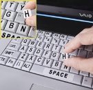 Black Letters on White Off White Ivory Background Large Print Opaque Keyboard Stickers Labels Stick-On - Durable Lexan&reg; Polycarbonate, 3M&reg; Adhesive Printed Sub-Surface. Lexan&reg; will NOT Curl, Slip, or Ooze