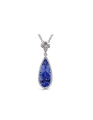 6.72Ct Pear Cut Sapphire & VS Diamond Accented Pendant 18k Gold