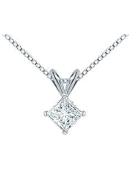 Platinum Princess Cut Diamond Solitaire Pendant - 1.00 CT. TW.