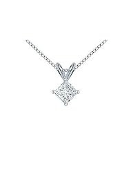 Platinum Princess Cut Diamond Solitaire Pendant - 1.00 CT. TW.