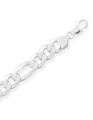 Heavy Figaro Chain Bracelet 13mm Width 8 or 9-inch Lengths Sterling Silver