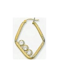 27mm X 35mm 14k Cubic Zirconia Hoop Earrings
