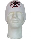 Outer Rebel Fashion Beanie- White with Red & Black Iron Cross