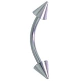 14 Gauge 3/4 - Solid 14kt White Gold SPIKE Curved / Bent Barbell