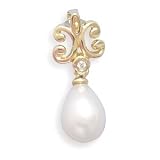 14k Yellow Gold Fleur-de-Lis Cultured Freshwater Pearl Slide