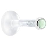 14 Gauge 1 4 Solid 14KT White Gold 2mm Genuine Aventurine Quartz Bioplast Push in Labret