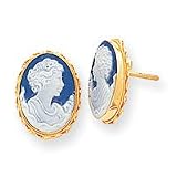 14k 12x16mm Porcelain Cameo Earrings