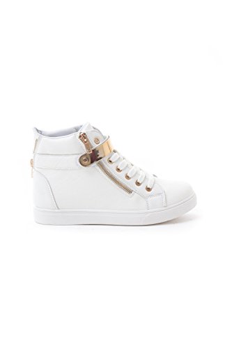 Soho Shoes Women's Zipper Metallic High Top Lace Up Sneaker