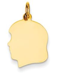 Genuine IceCarats Designer Jewelry Gift 14K Plain Medium .011 Gauge Facing Left Engravable Girl Head Charm